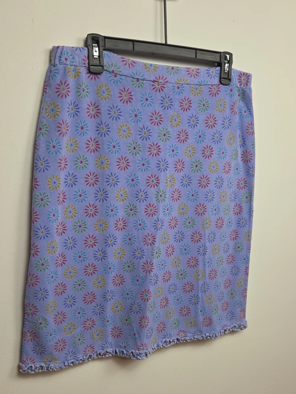 Vintage Y2K 90s Fresh Produce Lavender Daisy Floral PullOn Skirt USA Made Cotton